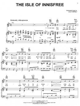 page one of The Isle Of Innisfree (Piano, Vocal & Guitar Chords (Right-Hand Melody))