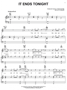 page one of It Ends Tonight (Piano, Vocal & Guitar Chords (Right-Hand Melody))