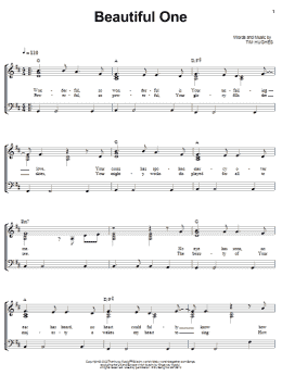 page one of Beautiful One (Piano, Vocal & Guitar Chords (Right-Hand Melody))
