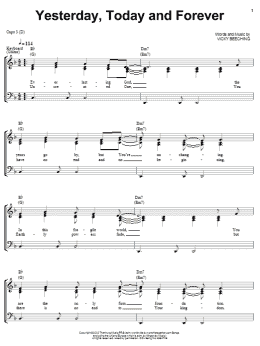 page one of Yesterday, Today And Forever (Piano, Vocal & Guitar Chords (Right-Hand Melody))
