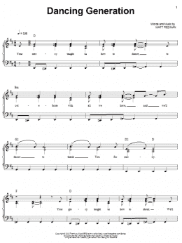page one of Dancing Generation (Piano, Vocal & Guitar Chords (Right-Hand Melody))
