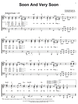 page one of Soon And Very Soon (Piano, Vocal & Guitar Chords (Right-Hand Melody))