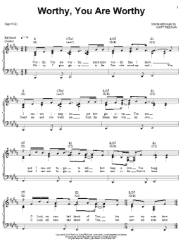 page one of Worthy, You Are Worthy (Piano, Vocal & Guitar Chords (Right-Hand Melody))