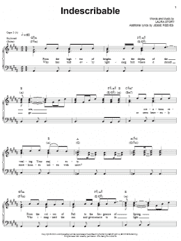 page one of Indescribable (Piano, Vocal & Guitar Chords (Right-Hand Melody))