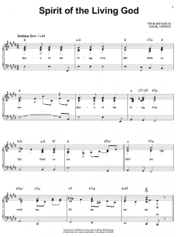 page one of Spirit Of The Living God (Piano, Vocal & Guitar Chords (Right-Hand Melody))