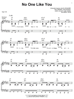 page one of No One Like You (Piano, Vocal & Guitar Chords (Right-Hand Melody))