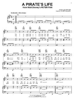 page one of A Pirate's Life (from Peter Pan) (Piano, Vocal & Guitar Chords (Right-Hand Melody))