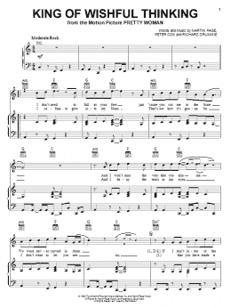 page one of King Of Wishful Thinking (Piano, Vocal & Guitar Chords (Right-Hand Melody))