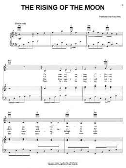 page one of The Rising Of The Moon (Piano, Vocal & Guitar Chords (Right-Hand Melody))