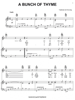page one of A Bunch Of Thyme (Piano, Vocal & Guitar Chords (Right-Hand Melody))