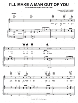 page one of I'll Make A Man Out Of You (from Mulan) (Piano, Vocal & Guitar Chords (Right-Hand Melody))