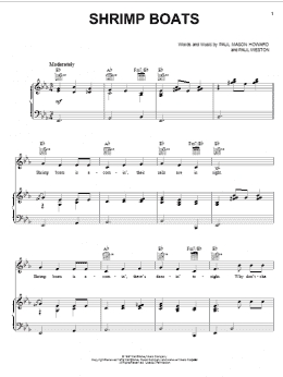 page one of Shrimp Boats (Piano, Vocal & Guitar Chords (Right-Hand Melody))