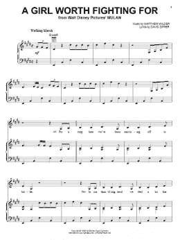page one of A Girl Worth Fighting For (from Mulan) (Piano, Vocal & Guitar Chords (Right-Hand Melody))