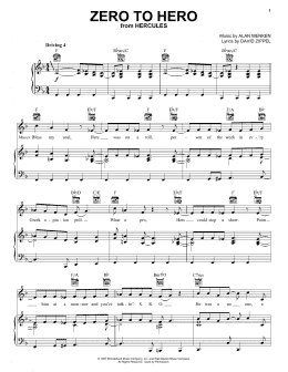 page one of Zero To Hero (from Hercules) (Piano, Vocal & Guitar Chords (Right-Hand Melody))