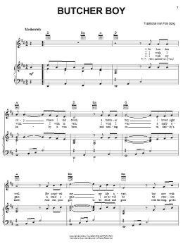 page one of Butcher Boy (Piano, Vocal & Guitar Chords (Right-Hand Melody))