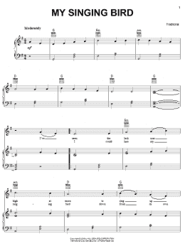 page one of My Singing Bird (Piano, Vocal & Guitar Chords (Right-Hand Melody))