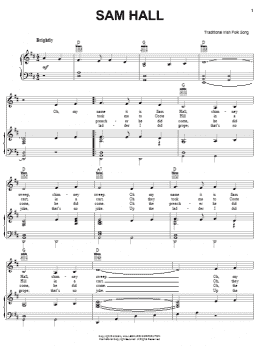 page one of Sam Hall (Piano, Vocal & Guitar Chords (Right-Hand Melody))