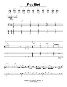 page one of Free Bird (Easy Guitar Tab)