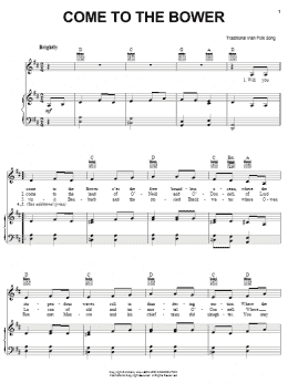 page one of Come To The Bower (Piano, Vocal & Guitar Chords (Right-Hand Melody))