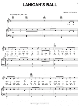 page one of Lanigan's Ball (Piano, Vocal & Guitar Chords (Right-Hand Melody))