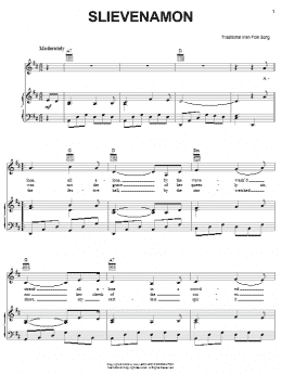 page one of Slievenamon (Piano, Vocal & Guitar Chords (Right-Hand Melody))