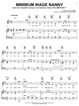 page one of Minimum Wage Nanny (Piano, Vocal & Guitar Chords (Right-Hand Melody))
