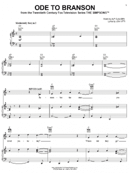 page one of Ode To Branson (Piano, Vocal & Guitar Chords (Right-Hand Melody))