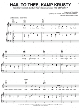 page one of Hail To Thee, Kamp Krusty (Piano, Vocal & Guitar Chords (Right-Hand Melody))