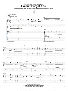 page one of I Won't Forget You (Guitar Tab)