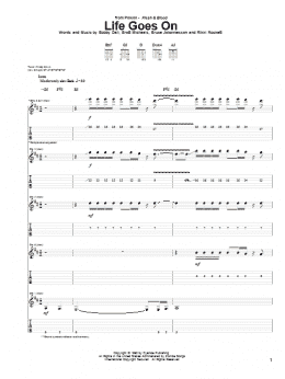 page one of Life Goes On (Guitar Tab)