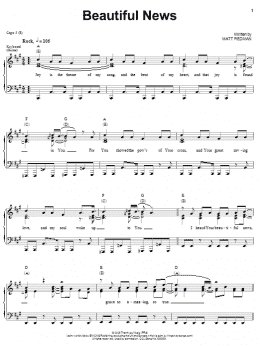 page one of Beautiful News (Piano, Vocal & Guitar Chords (Right-Hand Melody))