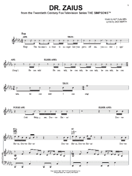 page one of Dr. Zaius (Piano, Vocal & Guitar Chords (Right-Hand Melody))