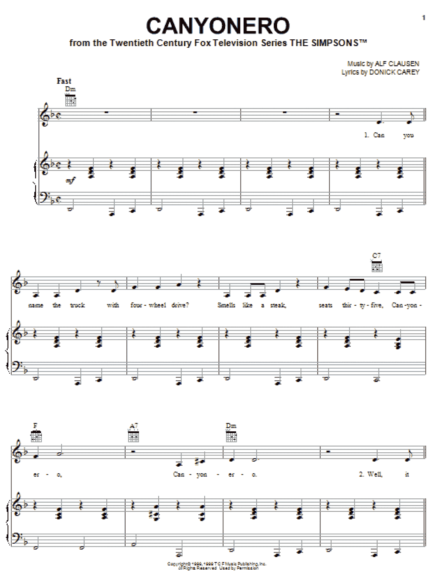 Canyonero (Piano, Vocal & Guitar Chords (Right-Hand Melody))