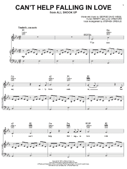 page one of Can't Help Falling In Love (Piano, Vocal & Guitar Chords (Right-Hand Melody))
