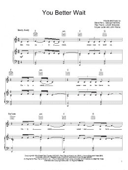 page one of You Better Wait (Piano, Vocal & Guitar Chords (Right-Hand Melody))