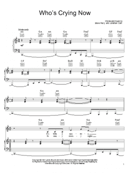 page one of Who's Crying Now (Piano, Vocal & Guitar Chords (Right-Hand Melody))