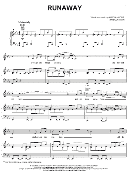 page one of Runaway (Piano, Vocal & Guitar Chords (Right-Hand Melody))