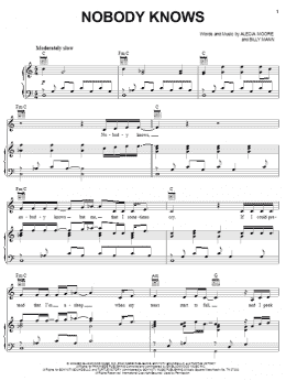 page one of Nobody Knows (Piano, Vocal & Guitar Chords (Right-Hand Melody))