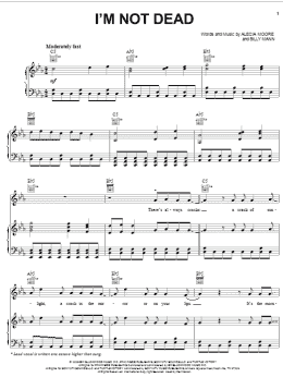 page one of I'm Not Dead (Piano, Vocal & Guitar Chords (Right-Hand Melody))