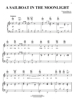 page one of A Sailboat In The Moonlight (Piano, Vocal & Guitar Chords (Right-Hand Melody))