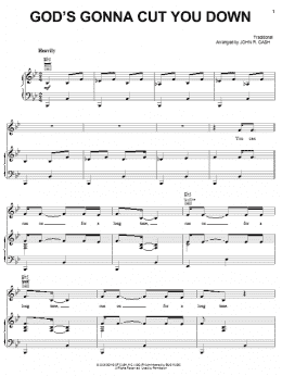 page one of God's Gonna Cut You Down (Piano, Vocal & Guitar Chords (Right-Hand Melody))