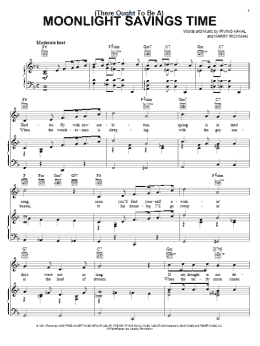 page one of (There Ought To Be A) Moonlight Savings Time (Piano, Vocal & Guitar Chords (Right-Hand Melody))