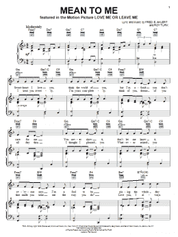 page one of Mean To Me (from Love Me Or Leave Me) (Piano, Vocal & Guitar Chords (Right-Hand Melody))