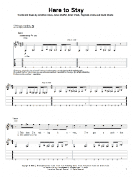 page one of Here To Stay (Guitar Tab (Single Guitar))