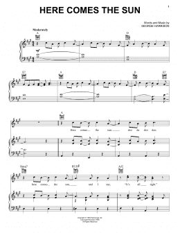 page one of Here Comes The Sun (Piano, Vocal & Guitar Chords (Right-Hand Melody))
