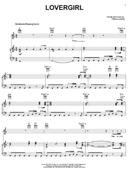 page one of Lovergirl (Piano, Vocal & Guitar Chords (Right-Hand Melody))