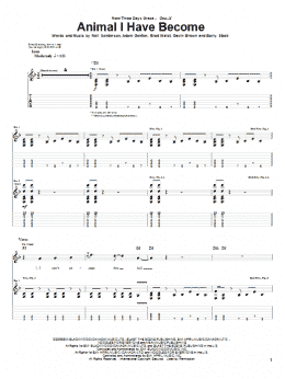 page one of Animal I Have Become (Guitar Tab)