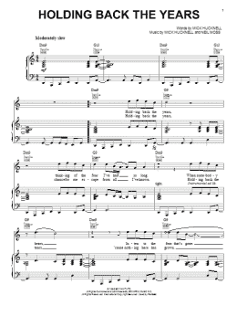 page one of Holding Back The Years (Piano, Vocal & Guitar Chords (Right-Hand Melody))