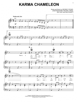 page one of Karma Chameleon (Piano, Vocal & Guitar Chords (Right-Hand Melody))