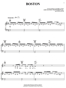 page one of Boston (Piano, Vocal & Guitar Chords (Right-Hand Melody))